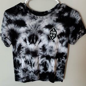 EMPYRE XS black and white tie-dye LOW KEY crop top